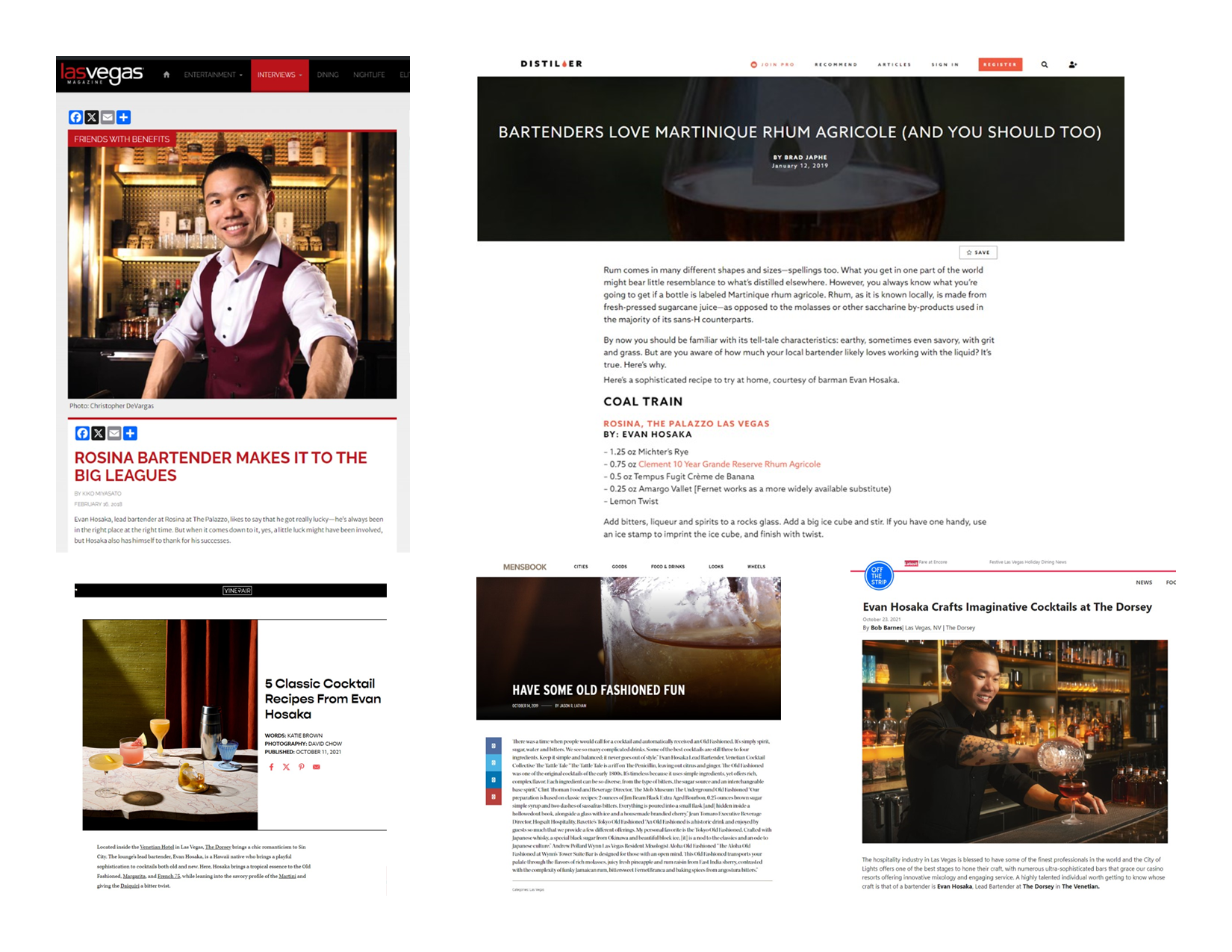 Press coverage — Las Vegas Magazine, Distiller, Mensbook, Off the Strip